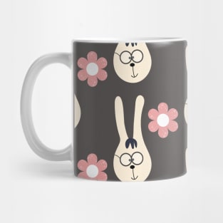 A nice pattern with cute bunny and pink flowers Mug